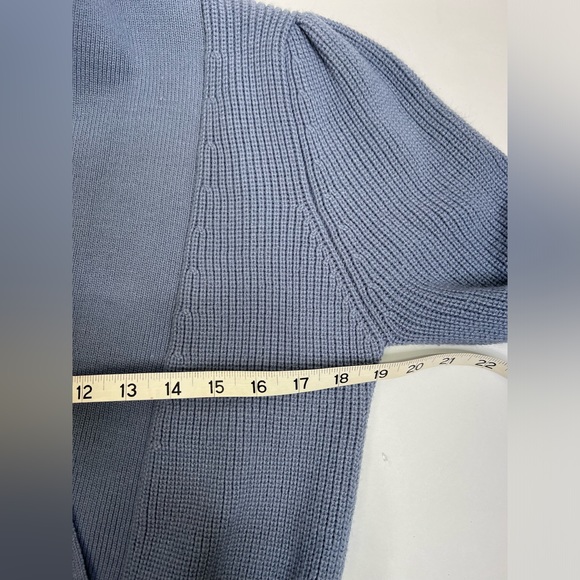 Vintage Gray Blue Knit Cardigan Sweater Double Breasted 1970s - Picture 4 of 5